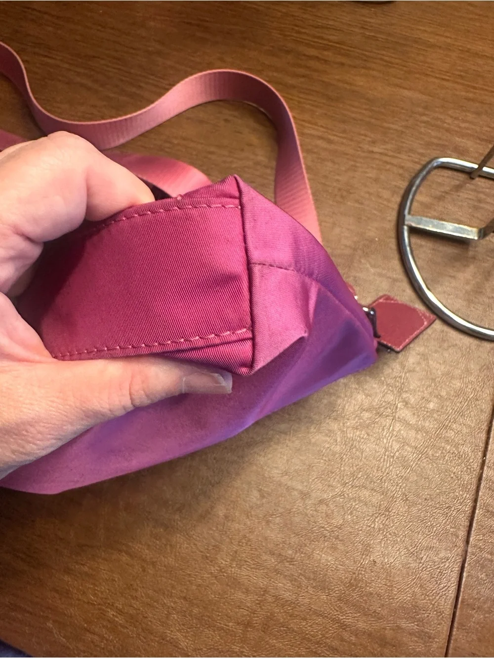 TUMI Voyageur Berry Magenta Nylon Leather Shoulder Tote Bag